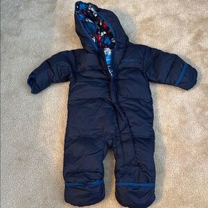 Columbia Dark Blue Infant Snowsuit with Patterned Hood